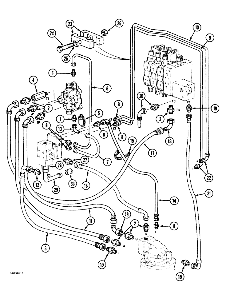 Схема запчастей Case 688BCK - (8C-08) - CIRCUIT - VALVE BANK PARTITION, 688B CK (120301-) (07) - HYDRAULIC SYSTEM