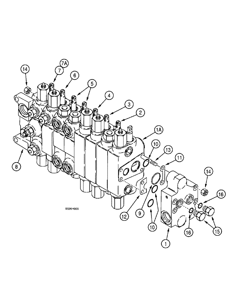 Схема запчастей Case 590SL - (8-94) - BACKHOE CONTROL VALVES, MODELS WITH EXTENDABLE DIPPER, WITH AUX. HYD. (08) - HYDRAULICS