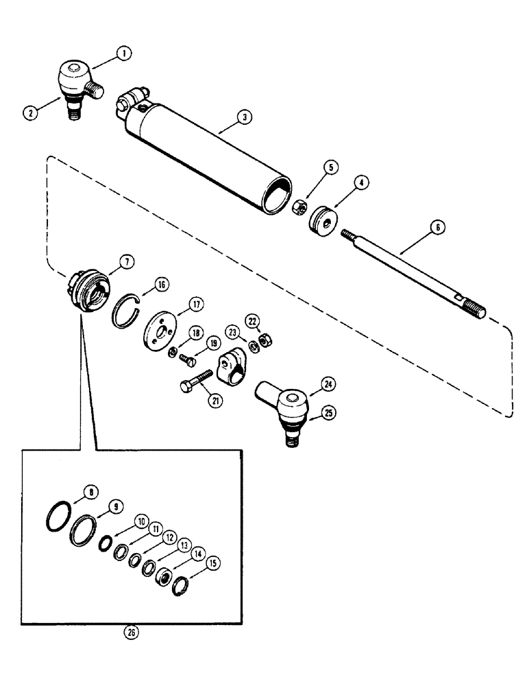 Схема запчастей Case 530CK - (115A) - A37859 STEERING CYLINDER (35) - HYDRAULIC SYSTEMS