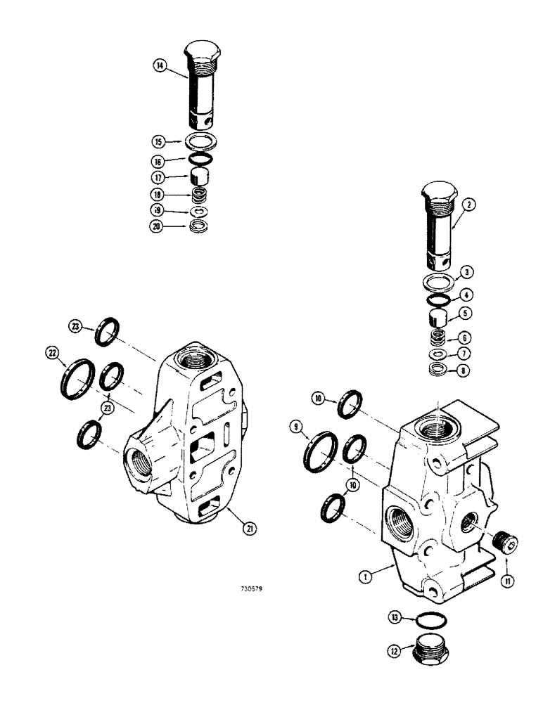 Схема запчастей Case 680CK - (370) - BACKHOE CONTROL VALVE, L35520 END INLET SECTION, L35521 (35) - HYDRAULIC SYSTEMS