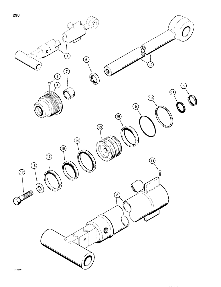 Схема запчастей Case 680H - (290) - G101259 BACKHOE DIPPER EXTENSION CYLINDER (08) - HYDRAULICS