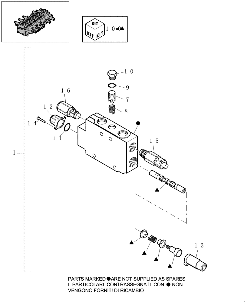 Схема запчастей Case CX16B - (1.050[13]) - HYDRAULIC CONTROL VALVE - COMPONENTS (35) - HYDRAULIC SYSTEMS