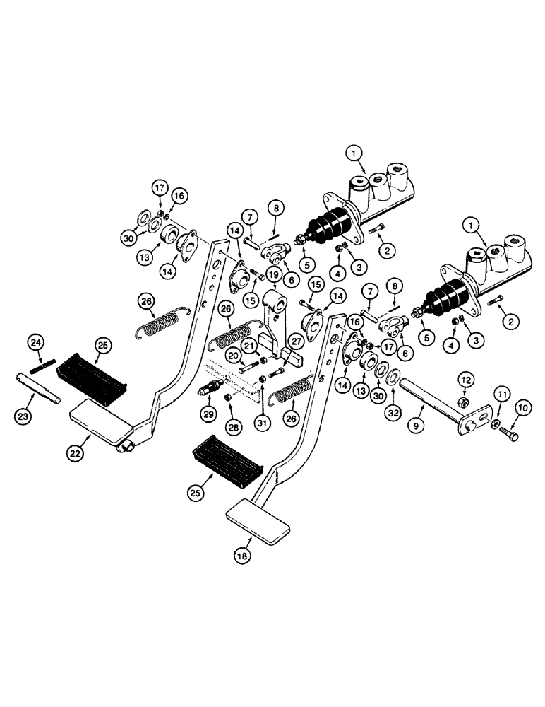 Схема запчастей Case 580SK - (7-06) - BRAKE PEDALS AND BRAKE MASTER CYLINDER MOUNTING (07) - BRAKES