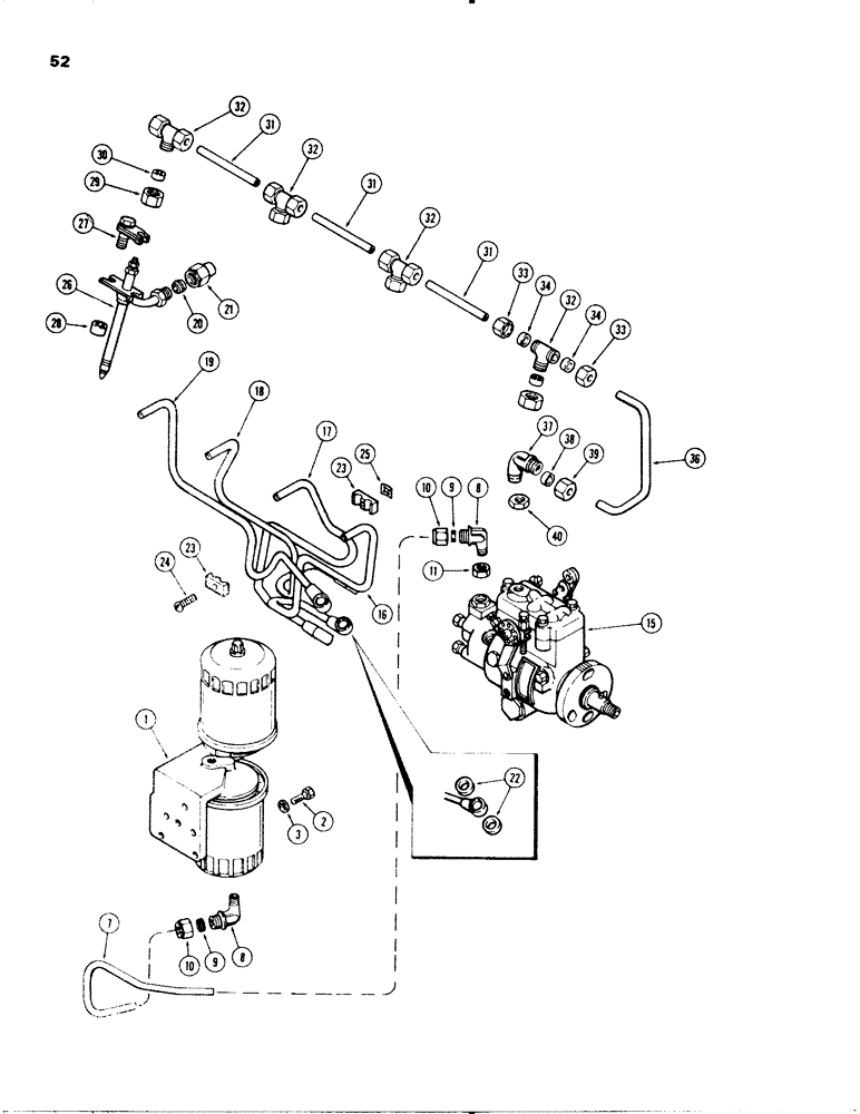 Схема запчастей Case 580C - (052) - FUEL INJECTION AND FILTER SYSTEM, 207 DIESEL ENGINE (03) - FUEL SYSTEM