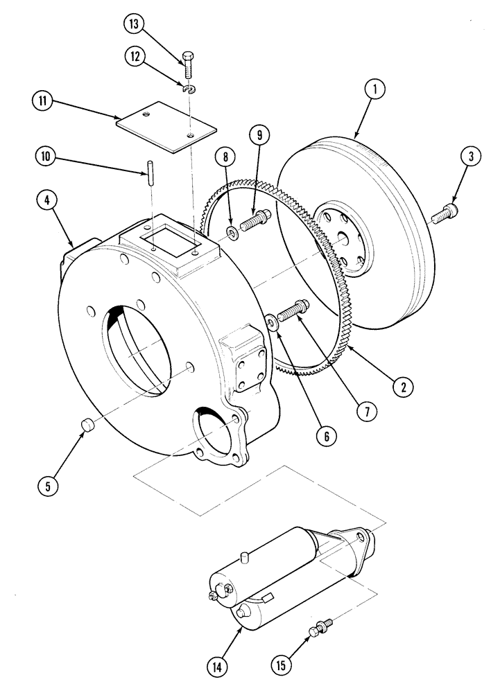 Схема запчастей Case 1835C - (2-30) - FLYWHEEL, HOUSING AND STARTER, TMD-20 DIESEL ENGINE (02) - ENGINE