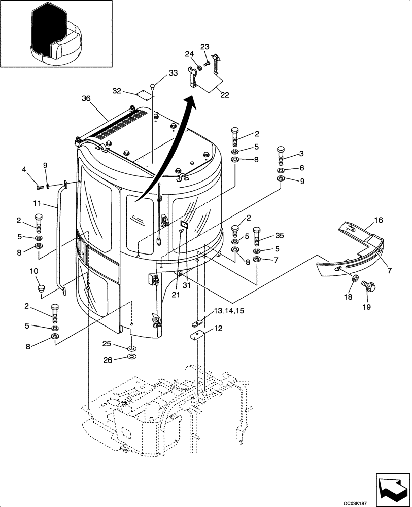 Схема запчастей Case CX47 - (09-20[00]) - CAB MOUNTING (09) - CHASSIS/ATTACHMENTS