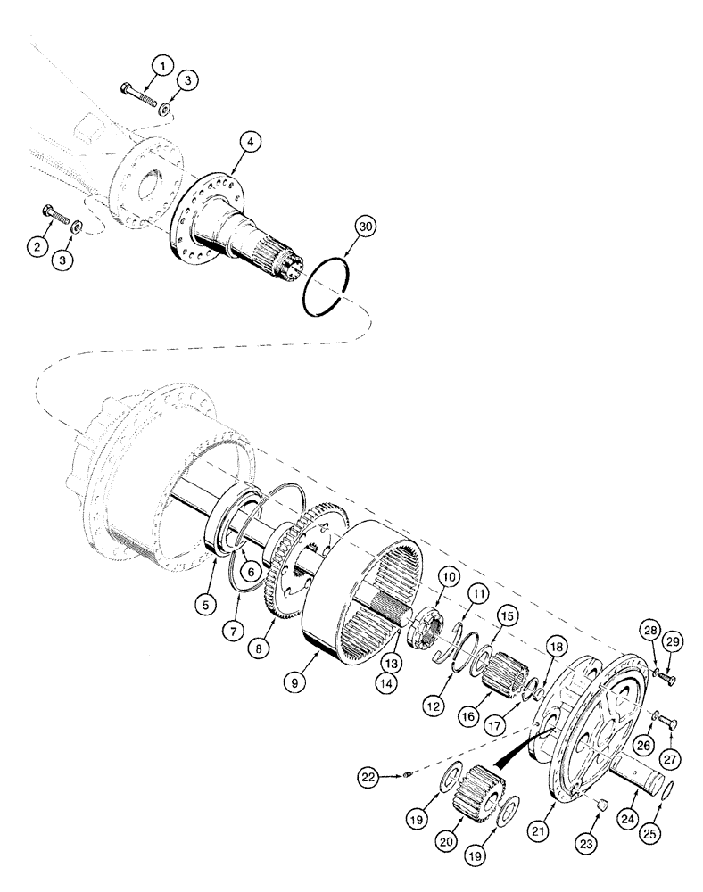 Схема запчастей Case 921B - (6-050) - FRONT AND REAR AXLE PLANETARY (06) - POWER TRAIN