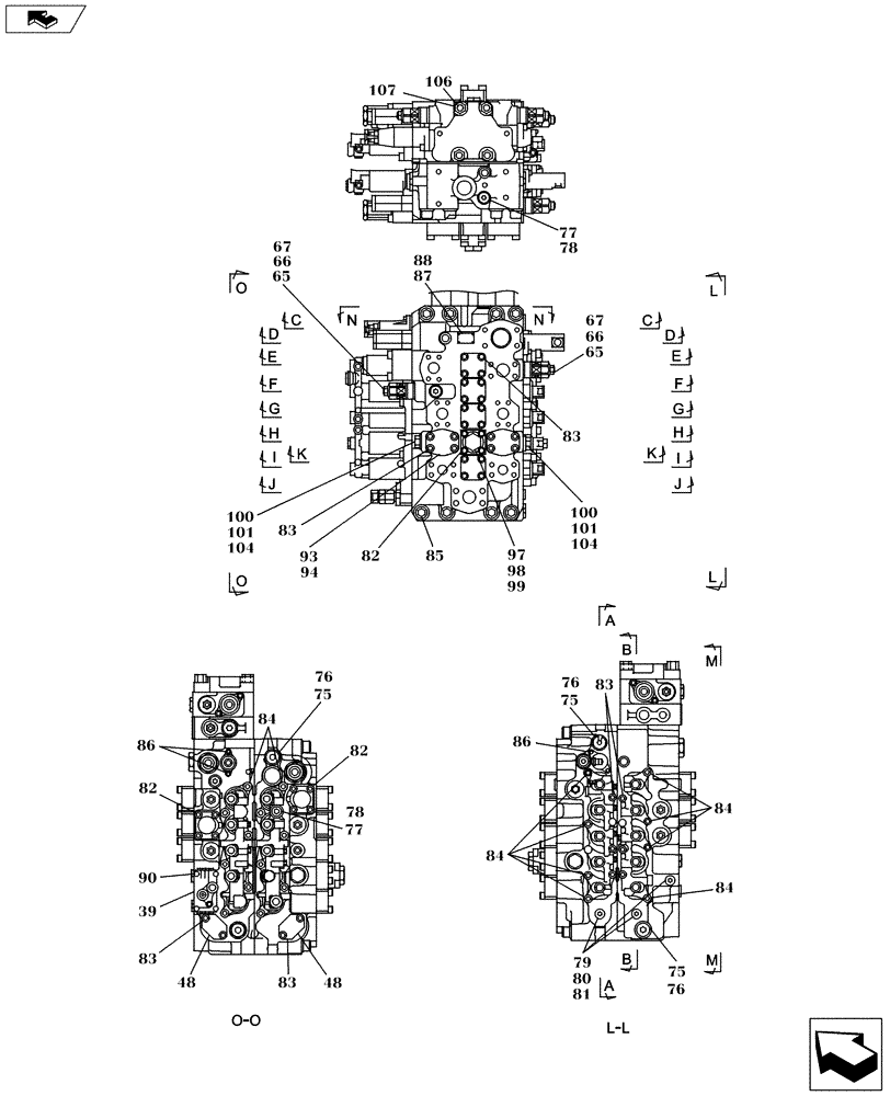 Схема запчастей Case CX235C SR - (35.359.04[01]) - CONTROL VALVE (35) - HYDRAULIC SYSTEMS