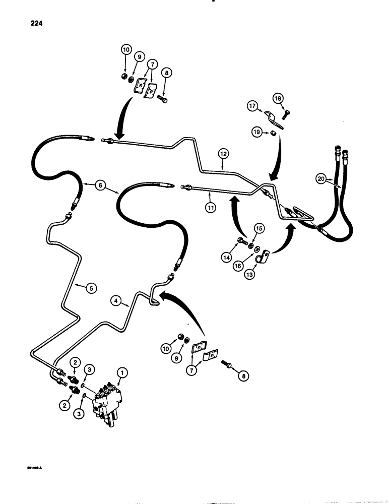 Схема запчастей Case 780B - (224) - LOADER CLAM CYLINDER HYDRAULIC CIRCUIT (08) - HYDRAULICS