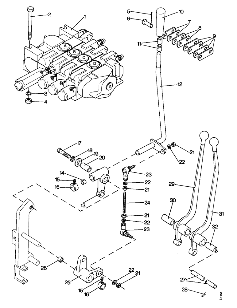 Схема запчастей Case 850 - (H12-1) - 4 SPOOL CONTROL VALVES AND LEVERS (07) - HYDRAULIC SYSTEM