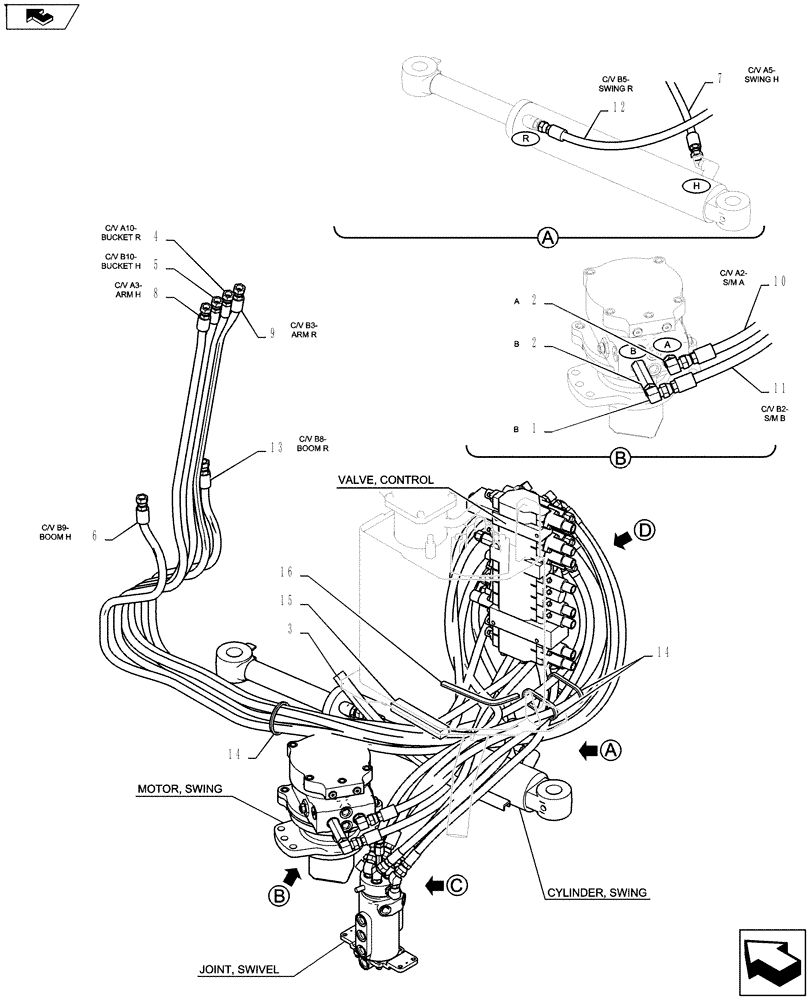 Схема запчастей Case CX27B ASN - (35.322.02) - HYD LINES, UPPER (35) - HYDRAULIC SYSTEMS