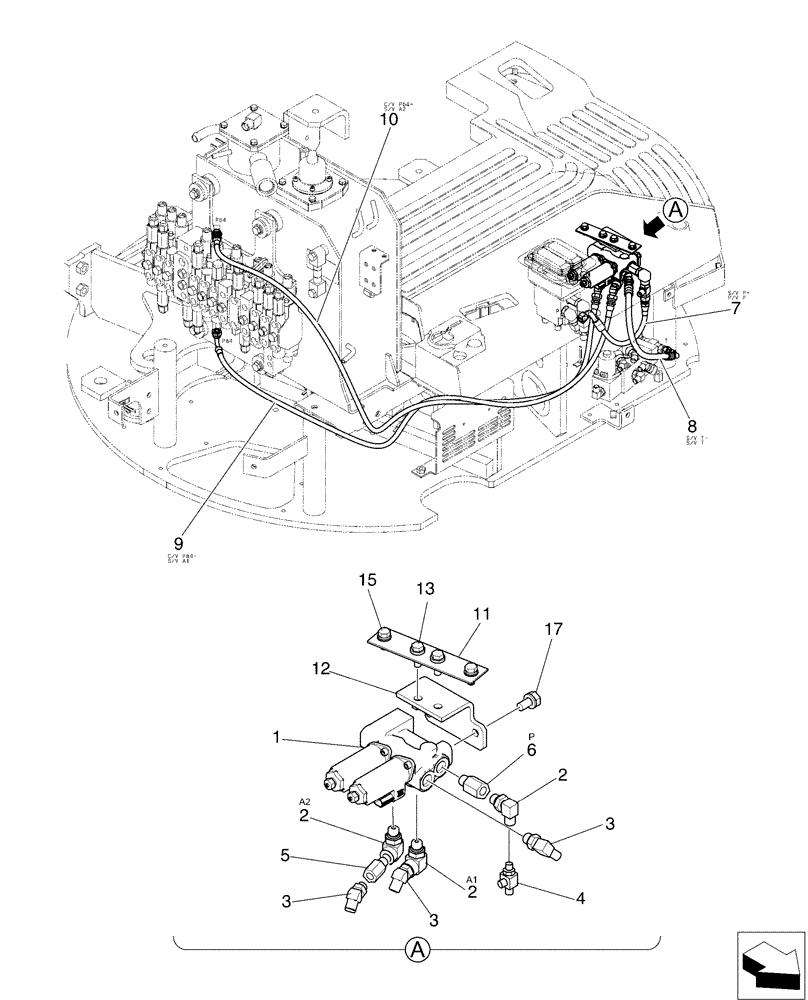 Схема запчастей Case CX36B - (01-062[01]) - CONTROL LINES, VALVE - ANGLE DOZER (35) - HYDRAULIC SYSTEMS