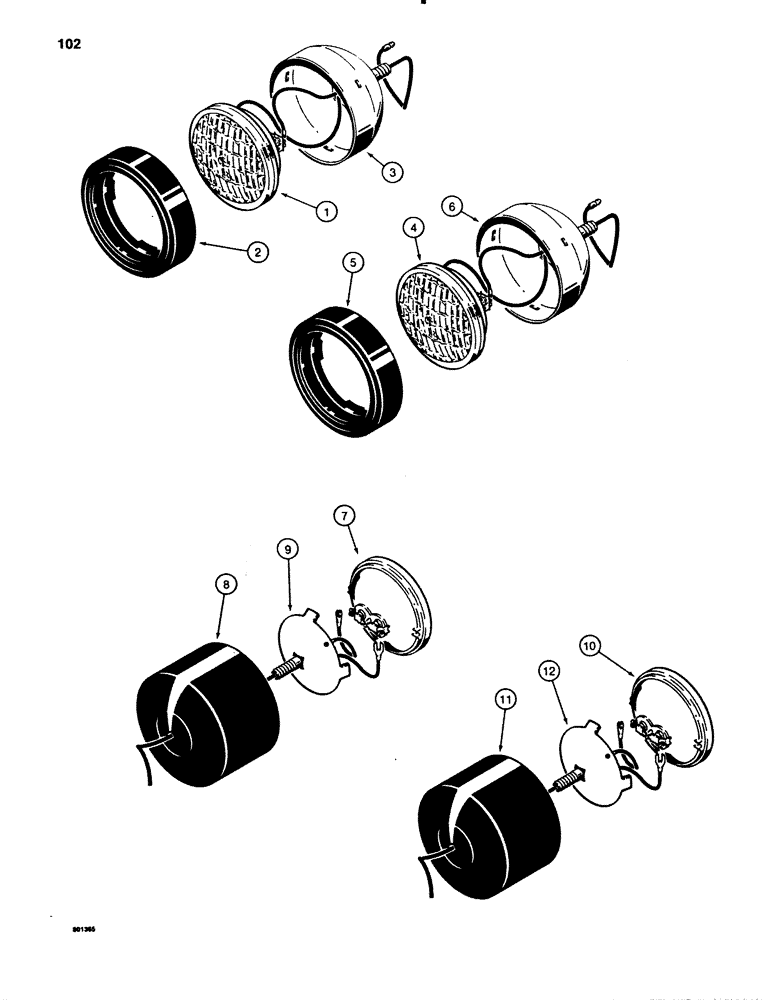 Схема запчастей Case 780B - (102) - TRACTOR LAMPS (INCANDESCENT), FRONT DRIVING AND REAR FLOOD, L103264 REAR DRIVING LAMP (04) - ELECTRICAL SYSTEMS