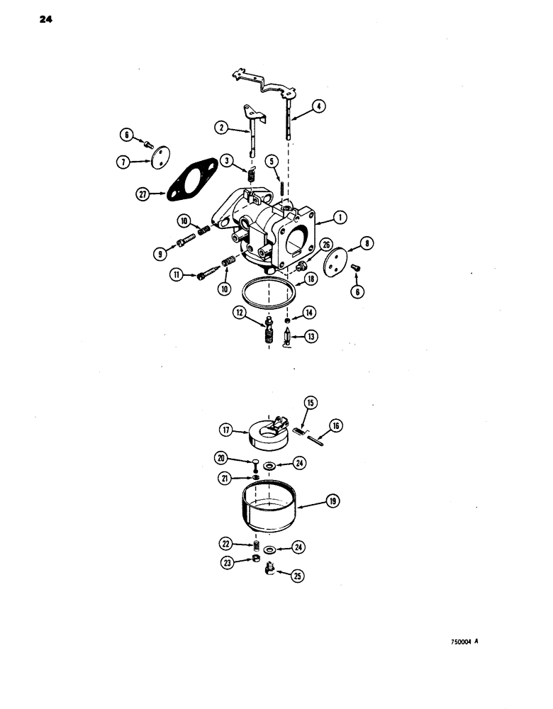 Схема запчастей Case 1816 - (24) - CARBURETOR (10) - ENGINE