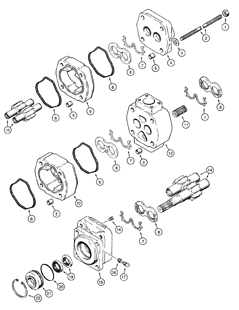 Схема запчастей Case 921B - (8-006) - EQUIPMENT AND STEERING PUMP, PRIOR TO P.I.N. JEE0051800 (08) - HYDRAULICS