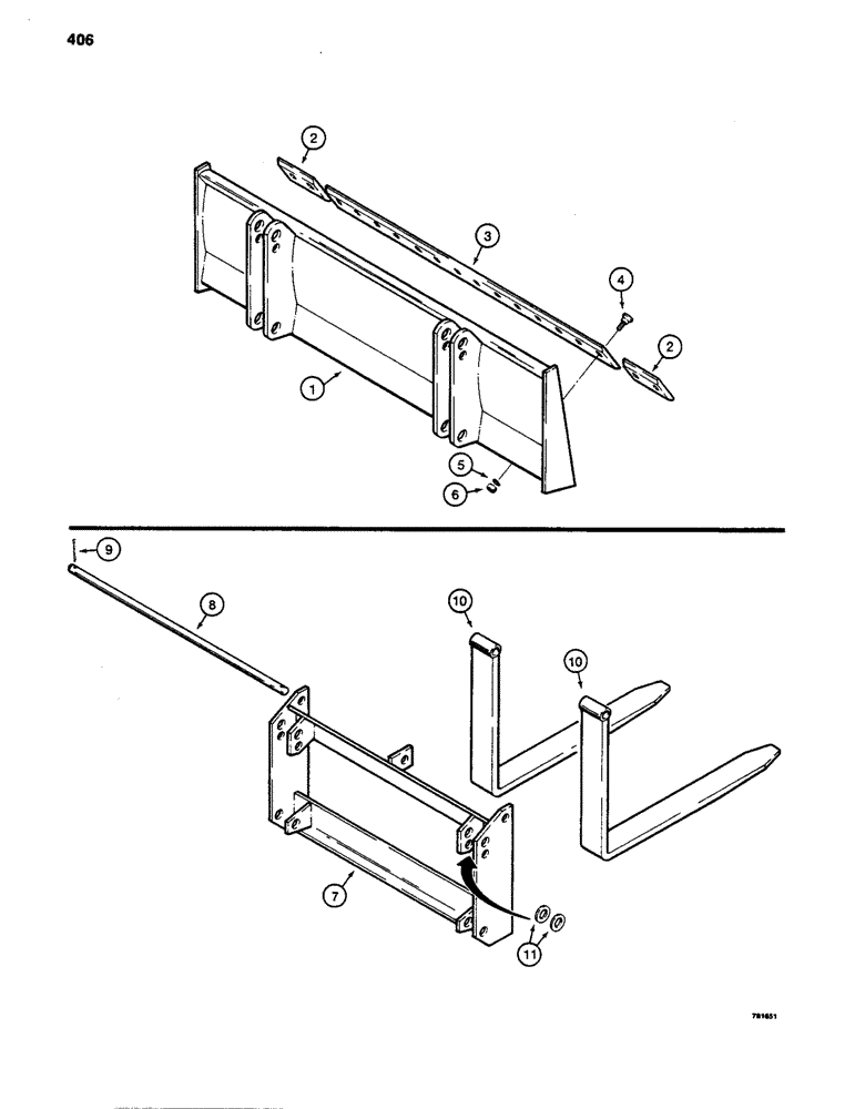 Схема запчастей Case 480D - (406) - LOADER BLADE (82) - FRONT LOADER & BUCKET