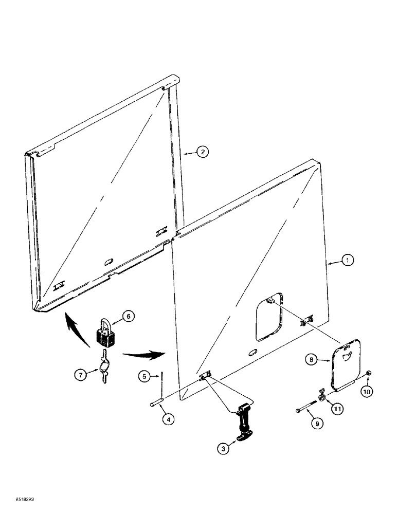 Схема запчастей Case 586E - (9-124) - ENGINE SIDE PANELS (09) - CHASSIS/ATTACHMENTS