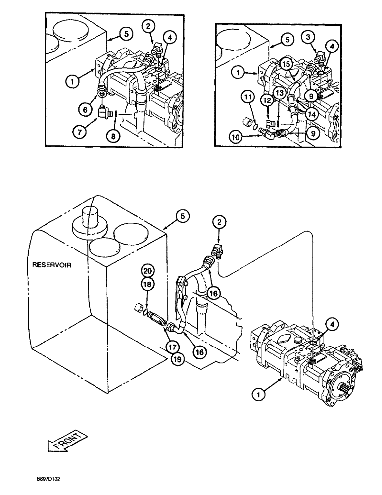 Схема запчастей Case 9030B - (8-012) - PUMP RETURN LINE (08) - HYDRAULICS