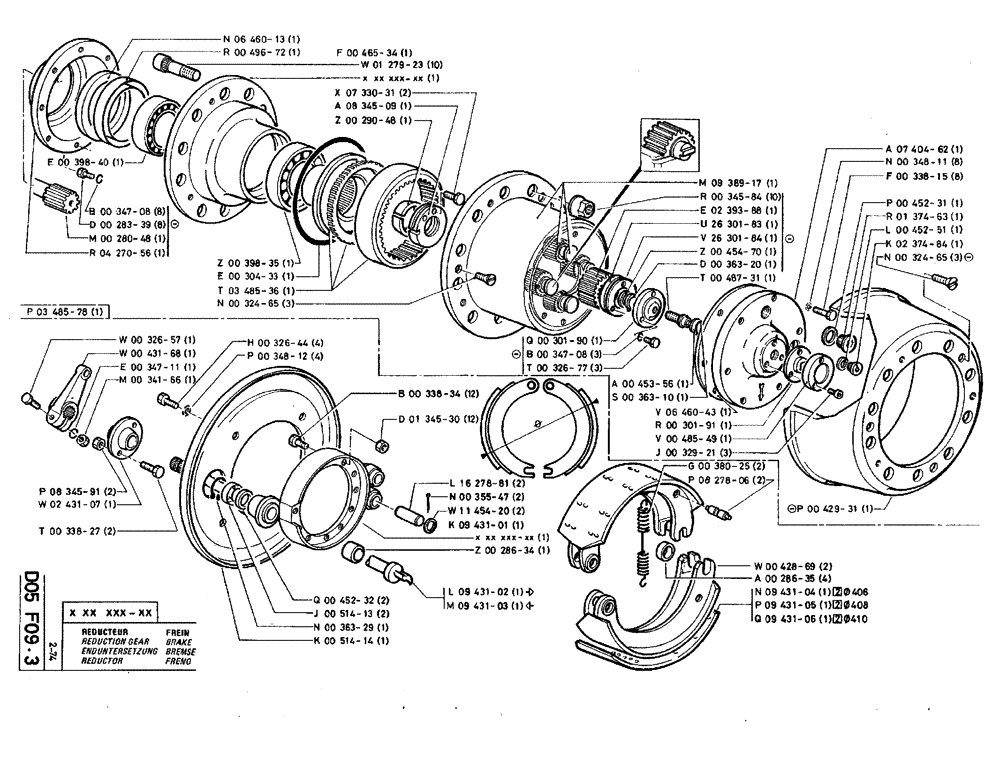 Схема запчастей Case TY45 - (D05 F09.3) - REDUCTION GEAR - BRAKE (04) - UNDERCARRIAGE