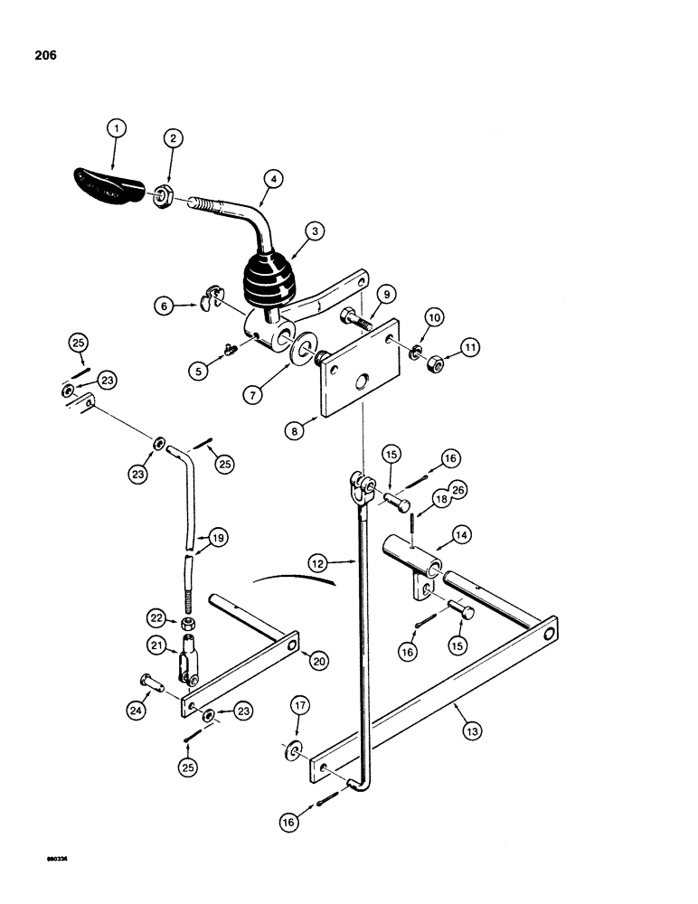 Схема запчастей Case 580E - (206) - FRONT DRIVE AXLE CONTROL, USED BEFORE TRANSAXLE SN 16270319 (06) - POWER TRAIN