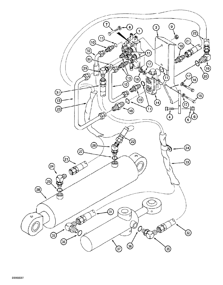 Схема запчастей Case MAXI-SNEAKER - (08-038) - PLOW HYDRAULIC CIRCUIT, PLOW LIFT AND SWING, P75 PLOW (08) - HYDRAULICS