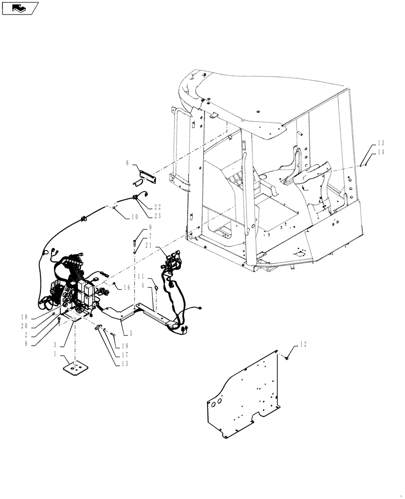 Схема запчастей Case 1021F - (55.100.17) - HARNESS INSTALLATION, MAIN CAB COMPONENTS - HVT ONLY (55) - ELECTRICAL SYSTEMS