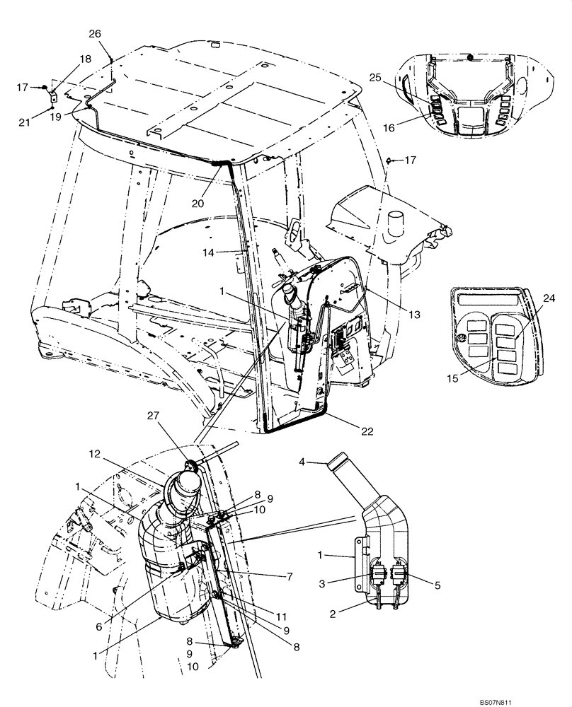 Схема запчастей Case 580M - (09-59) - CAB - WASHER, WINDSHIELD (09) - CHASSIS/ATTACHMENTS