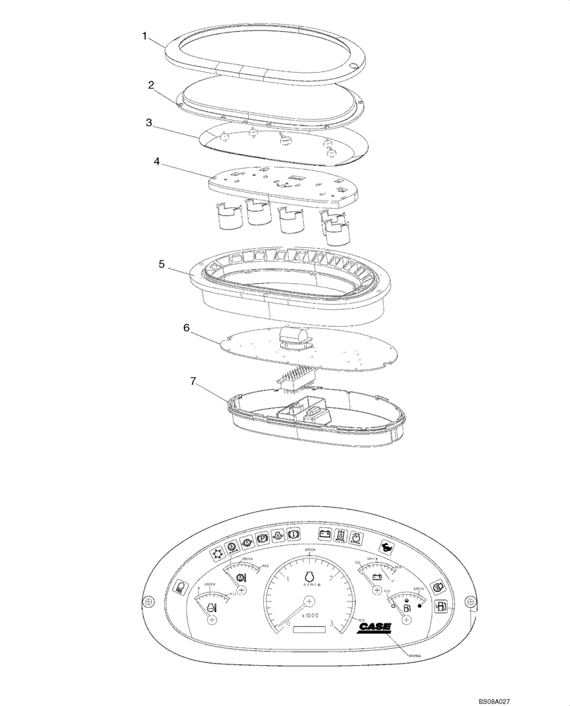 Схема запчастей Case 580M - (04-12) - INSTRUMENT CLUSTER (04) - ELECTRICAL SYSTEMS