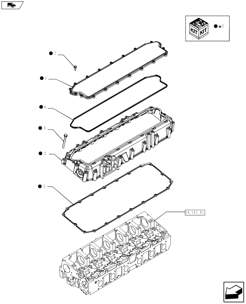 Схема запчастей Case F2CFE614A A013 - (10.101.02) - HEAD COVER (5801428987) (01) - ENGINE