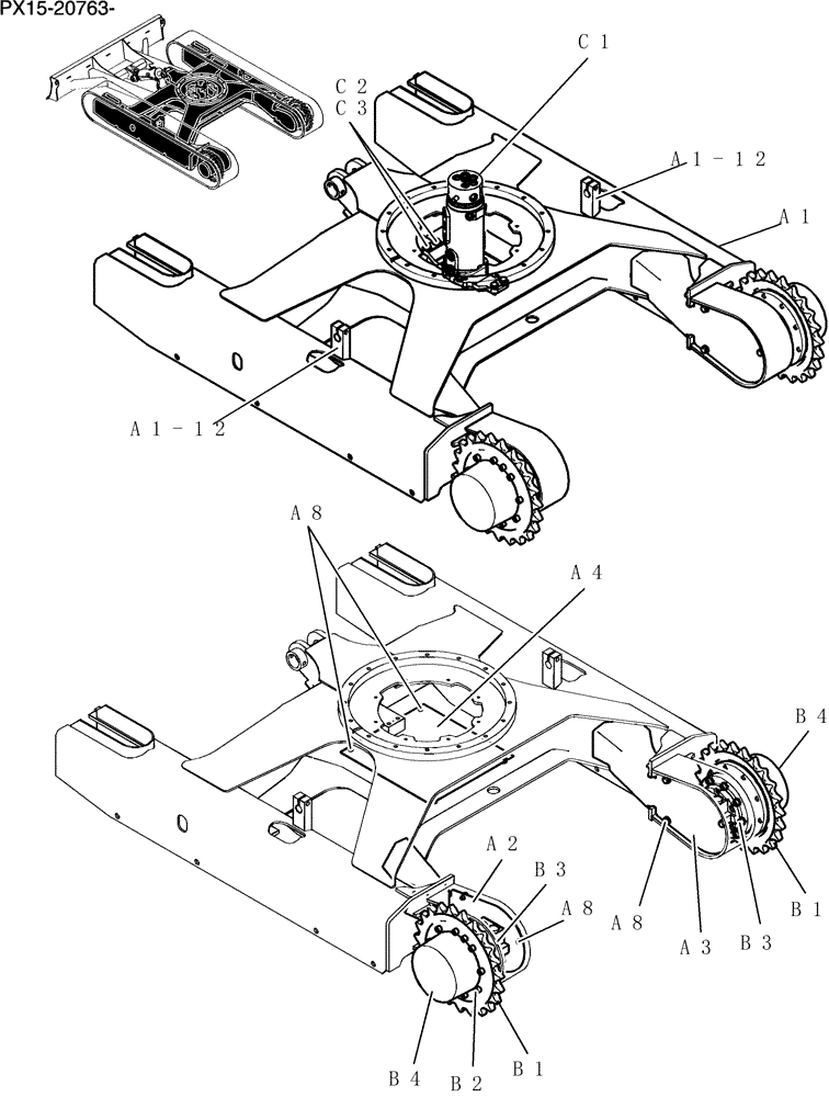 Схема запчастей Case CX36B - (330-72[1Z83]) - LOW GROUP (ANGLE DOZER) (04) - UNDERCARRIAGE