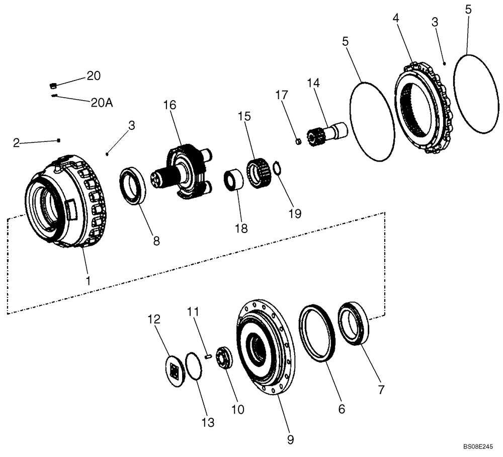 Схема запчастей Case 821E - (06-51A) - AXLE, REAR - HUB, PLANETARY - P.I.N. N8F203870 AND AFTER (06) - POWER TRAIN