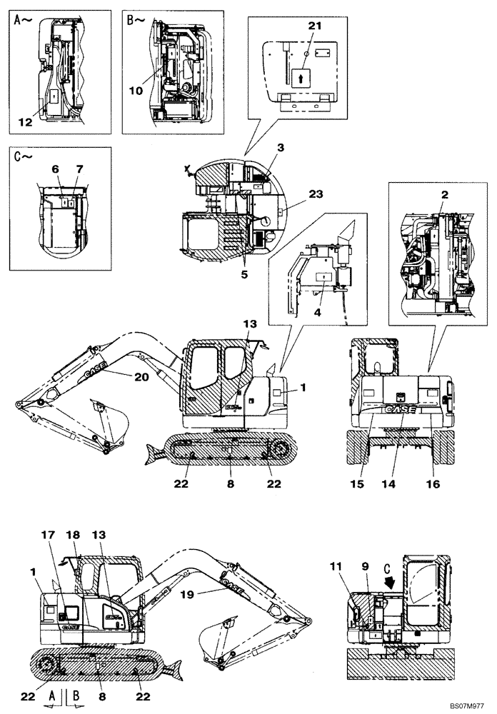 Схема запчастей Case CX75SR - (09-47) - DECALS, EXTERIOR (09) - CHASSIS/ATTACHMENTS