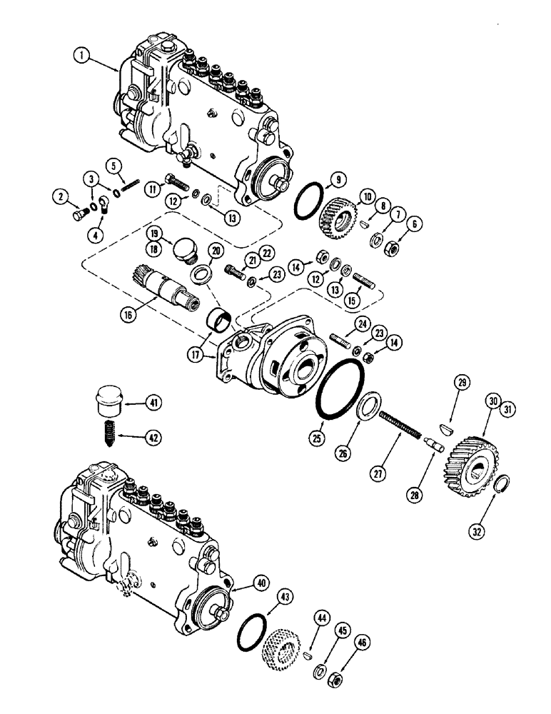 Схема запчастей Case W12 - (032) - FUEL INJECTION PUMP AND DRIVE, ENGINE LUBRICATED, SUMP (03) - FUEL SYSTEM