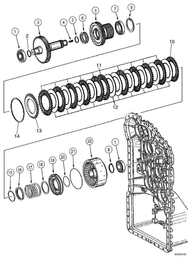 Схема запчастей Case 721E - (06-11) - TRANSMISSION - CLUTCH ASSY, FORWARD - PRIOR TO P.I.N. N8F203816 (06) - POWER TRAIN