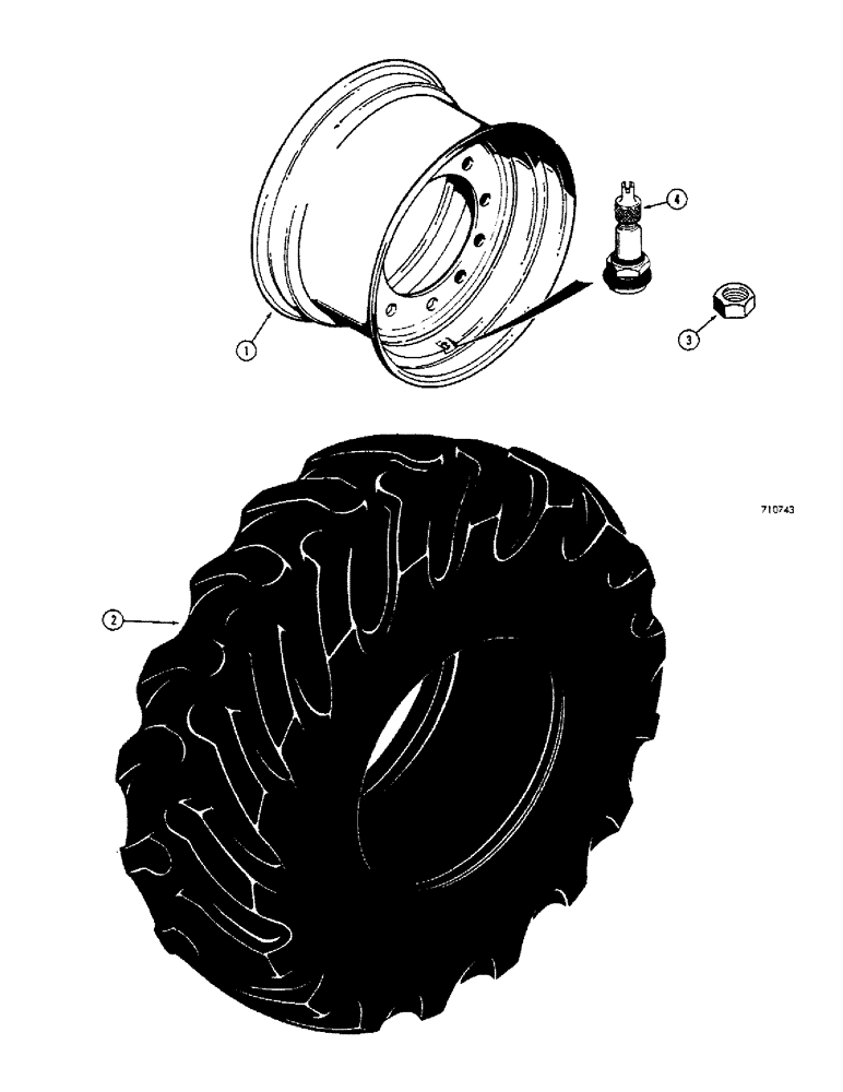 Схема запчастей Case 680CK - (144) - REAR DRIVE WHEELS, USED ON MODELS WITH 16.9 X 24 - 8 PLY (44) - WHEELS