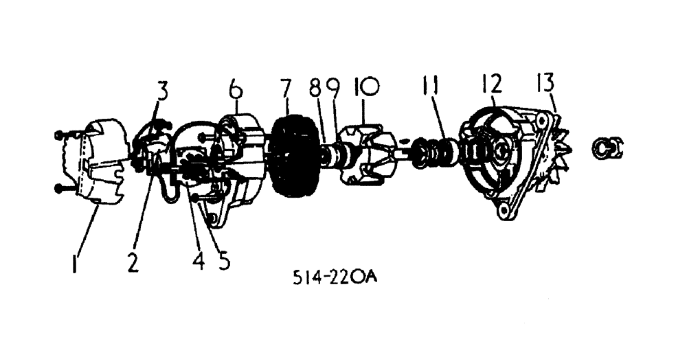 Схема запчастей Case 500 - (08-016) - ALTERNATOR No Description