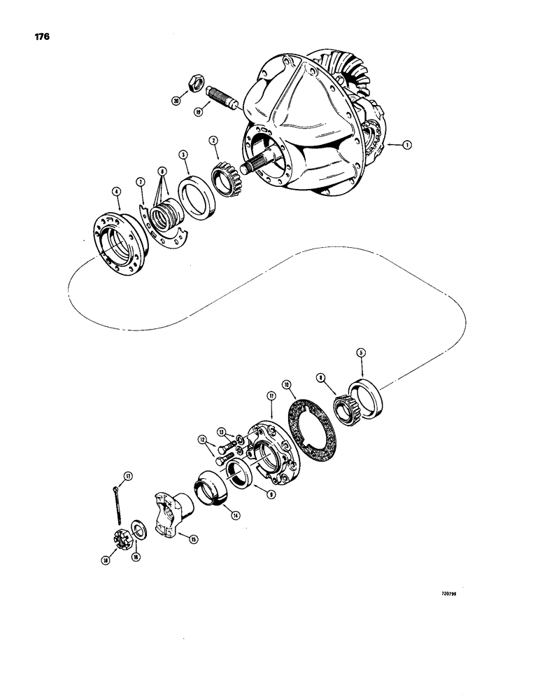 Схема запчастей Case W24B - (176) - AXLE DIFFERENTIAL, PINION BEARINGS AND COMPANION FLANGE (06) - POWER TRAIN