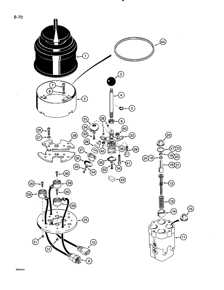 Схема запчастей Case 821 - (8-070) - SINGLE LEVER REMOTE CONTROL VALVE - L116443 (08) - HYDRAULICS