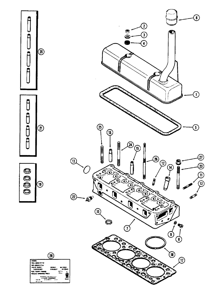 Схема запчастей Case W5A - (020) - CYLINDER HEAD ASSEMBLY, (188) DIESEL ENGINE (02) - ENGINE