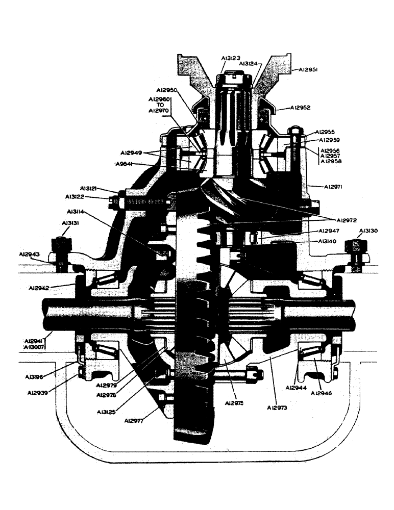 Схема запчастей Case W9 - (098) - DIFFERENTIAL CARRIER AND HOUSING (06) - POWER TRAIN