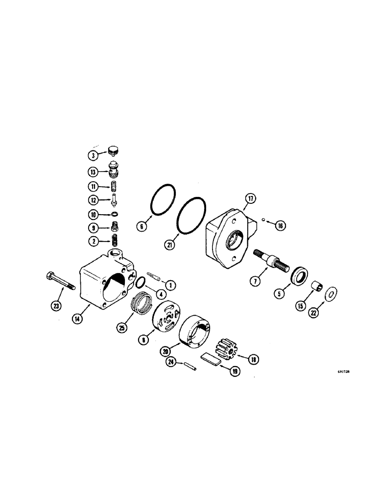 Схема запчастей Case W8B - (098[1]) - L10898 POWER STEERING PUMP (04) - UNDERCARRIAGE