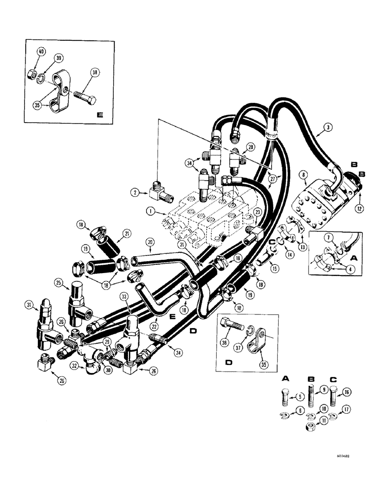 Схема запчастей Case 1000D - (238) - LOADER PRIMARY HYDRAULICS, (USED BEFORE TRACTOR SERIAL NO. 7104771) (07) - HYDRAULIC SYSTEM