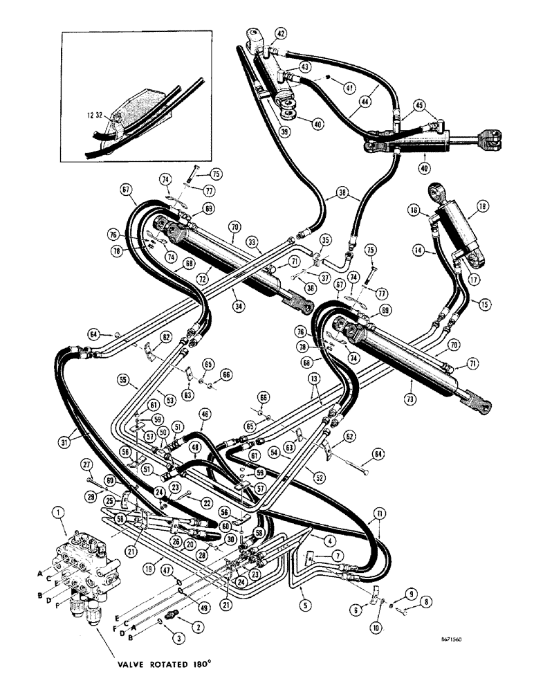 Схема запчастей Case 310G - (184) - POWER ANGLE-TILT DOZER HYDRAULICS (HYTECO) (07) - HYDRAULIC SYSTEM