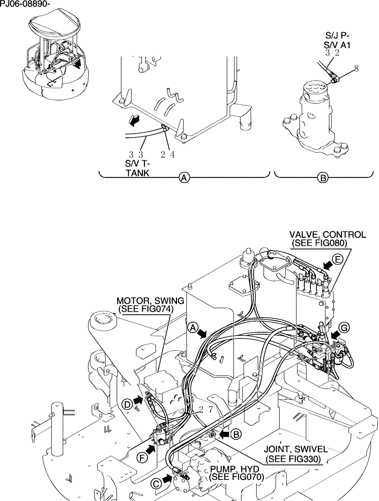 Схема запчастей Case CX50B - (727-01[1]) - CONTROL LINES, REMOTE COOLER (35) - HYDRAULIC SYSTEMS