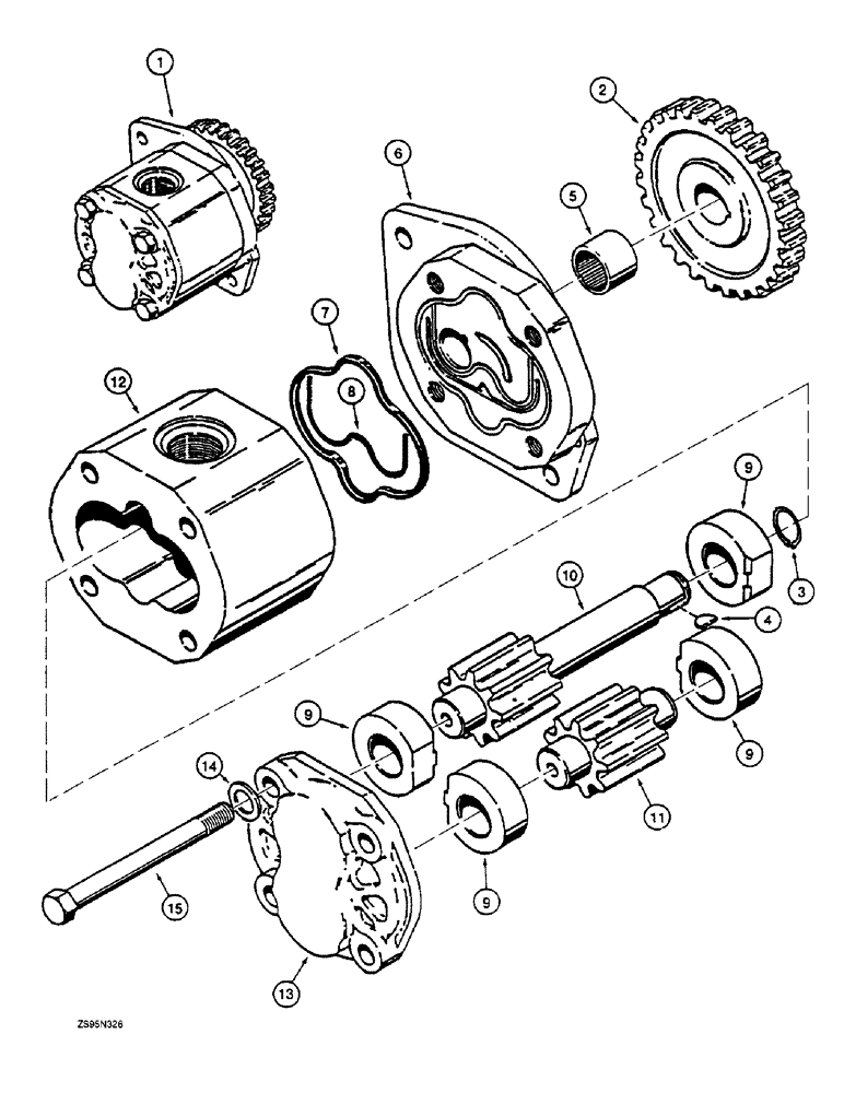 Схема запчастей Case 1155E - (6-58) - TRANSMISSION CHARGING PUMP (06) - POWER TRAIN