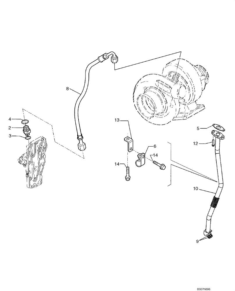 Схема запчастей Case 850L - (02-33) - PIPING - ENGINE OIL (02) - ENGINE