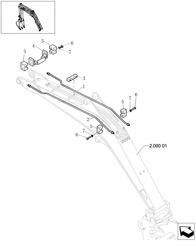 Схема запчастей Case CX20B - (2.000[05]) - HYD LINES BOOM - N&B (84) - BOOMS, DIPPERS & BUCKETS