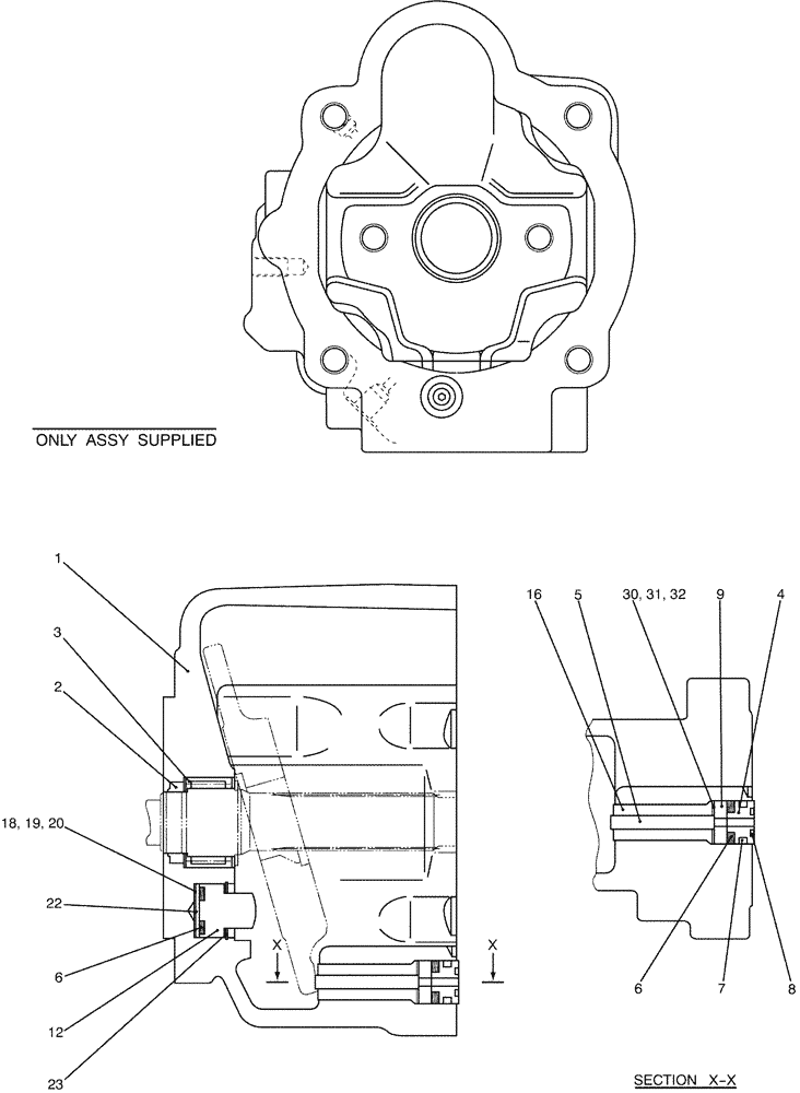 Схема запчастей Case CX36B - (07-027) - HOUSING ASSY (35) - HYDRAULIC SYSTEMS