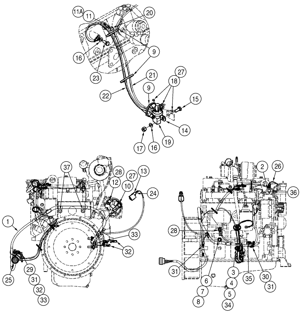 Схема запчастей Case 621D - (04-15) - HARNESS - ENGINE (04) - ELECTRICAL SYSTEMS