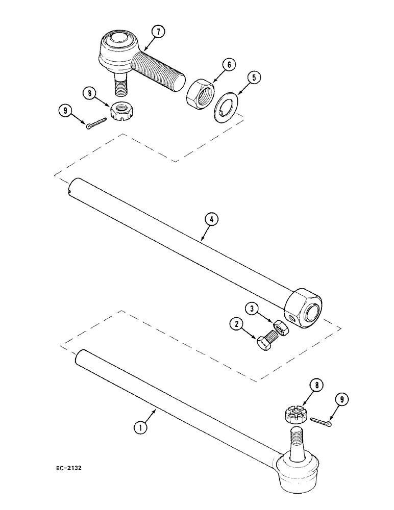 Схема запчастей Case 380B - (5-148) - TIE ROD, ADJUSTABLE STRAIGHT FRONT AXLE (05) - STEERING